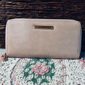 Poppy & Peonies Light Pink Vegan Leather Zip-Around Passport Wallet Clutch